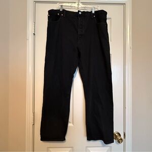 Levis 501 Straight Leg Men’s Black Denim Button Fly Jeans Size 44 X 30 Red Tab